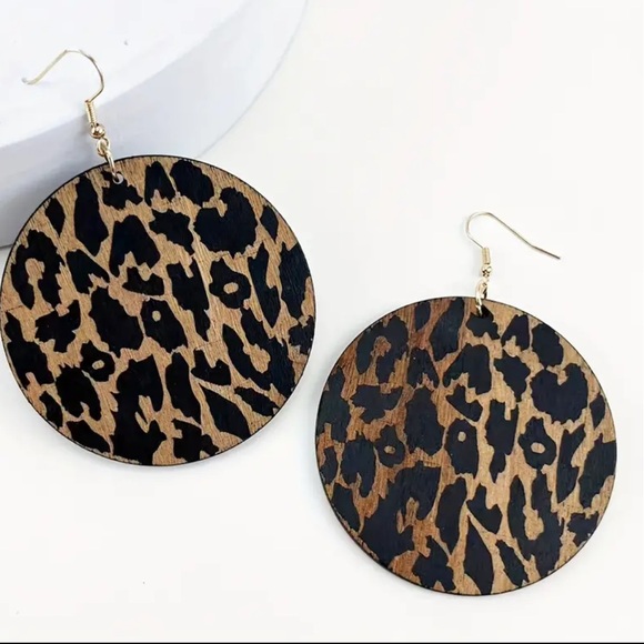 4/$12 Leopard Round Drop Earrings - Picture 5 of 8